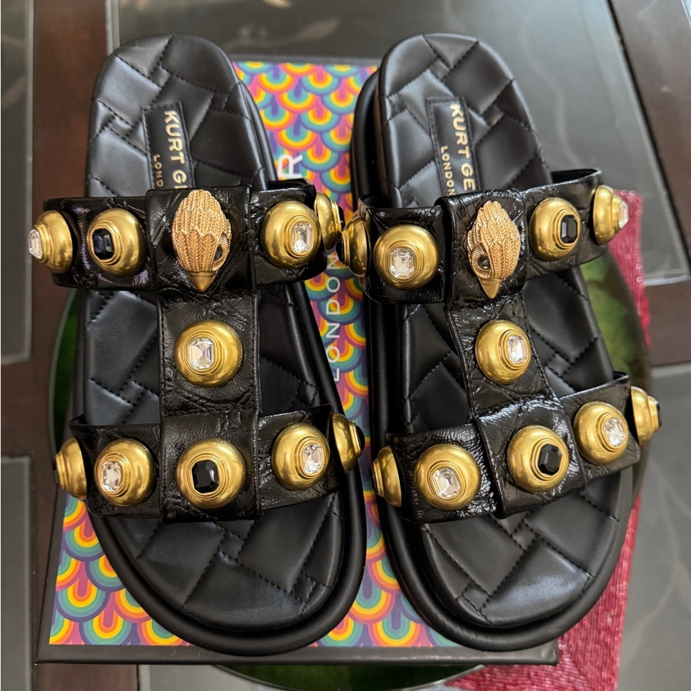 Kurt Geiger orson Eagle head & Crystal studded slide sandals